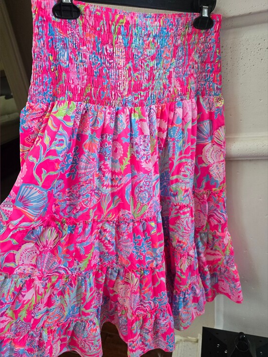 Lilly Pulitzer Dresses & Skirts - Lilly Pulitzer Hot Pink Multi-Color Floral Tiered Smocked Skirt